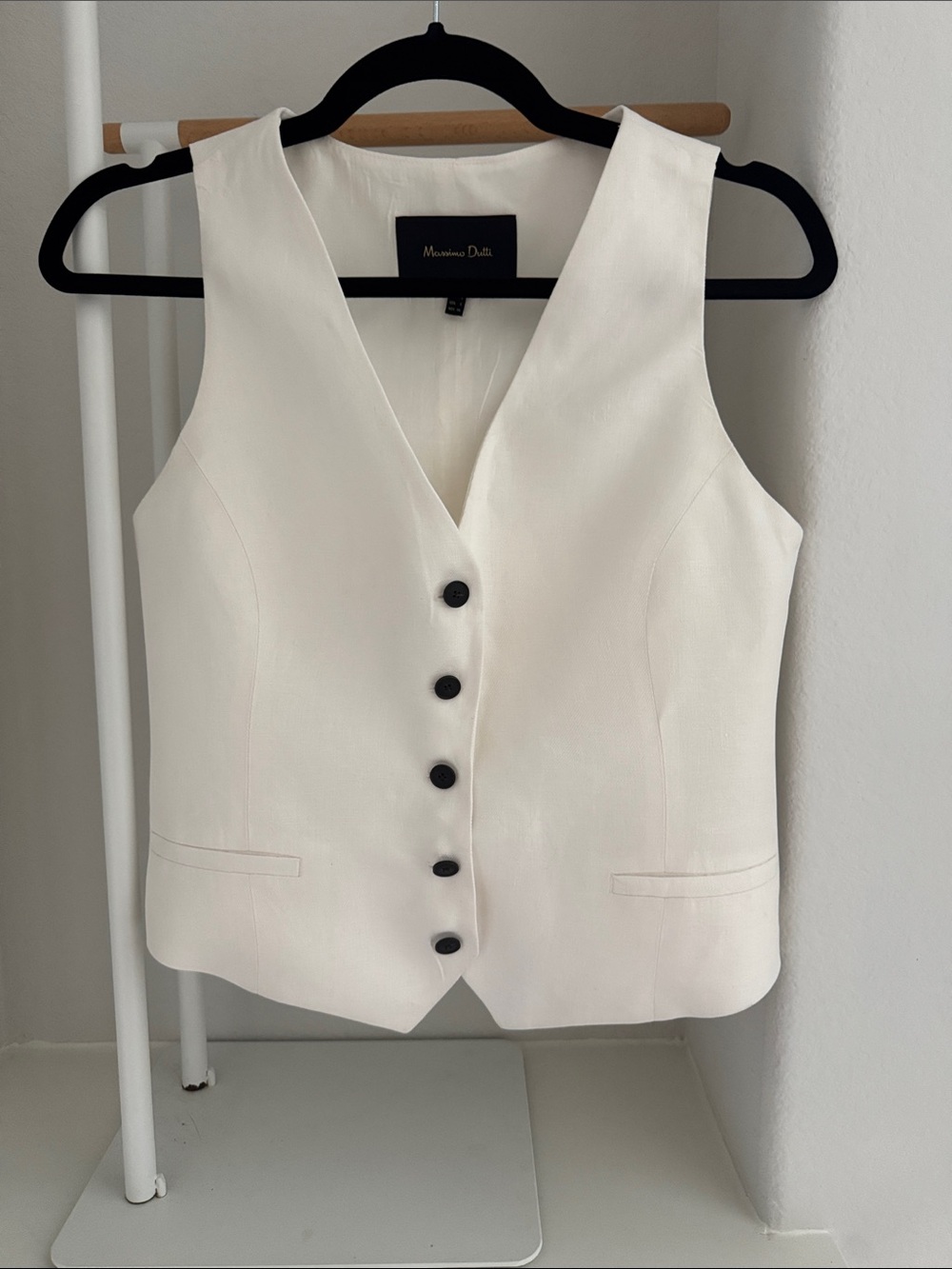 Massimo Dutti Ivory Button Front Vest